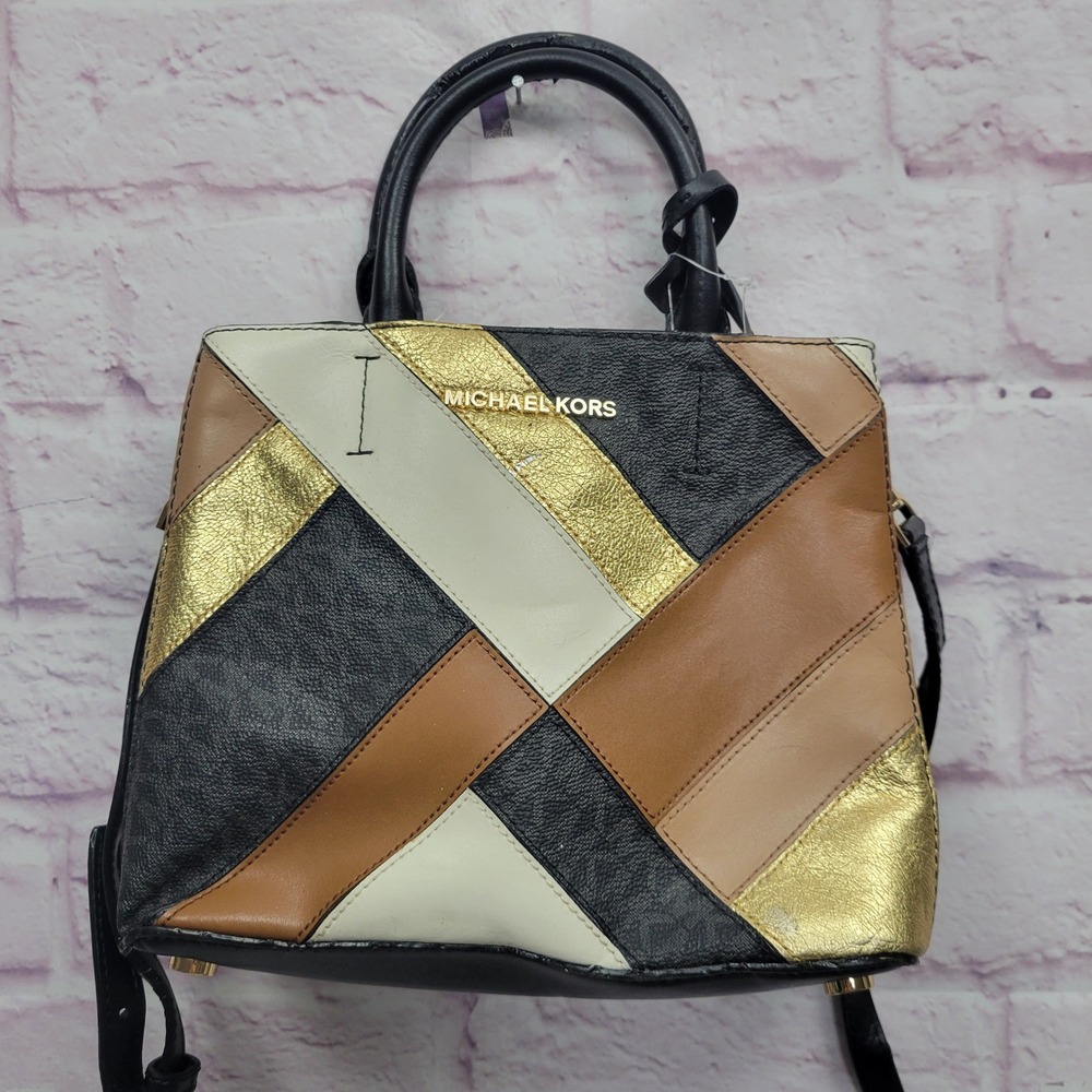 NEW*‎ Michael Kors Adele Crossbody Bag 9.5x8 MD Messenger Leather Gold *FLAW